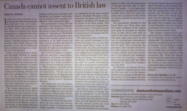 I thank David Watson and the editorial staff at the Ottawa Citizen for having publishing my column!